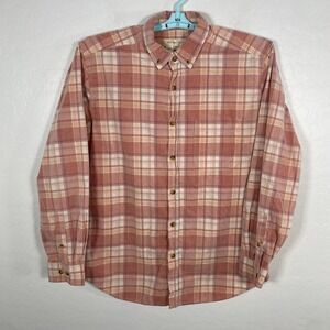 Territory Ahead Shirt Mens Large Orange Button Down Corduroy Long Sleeve Plaid